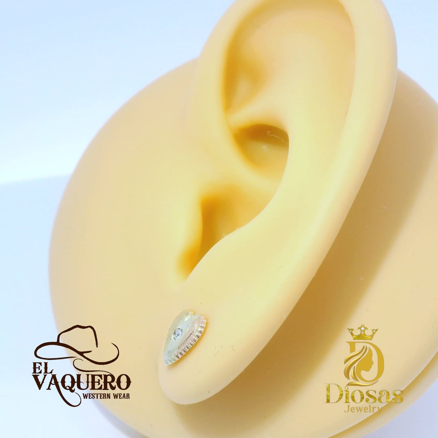 Tri Gold Heart with Stone Accent