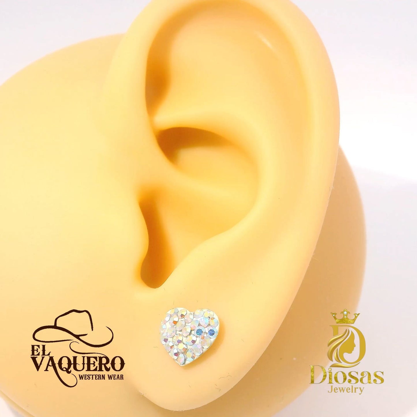 Sparkling White Heart Earrings