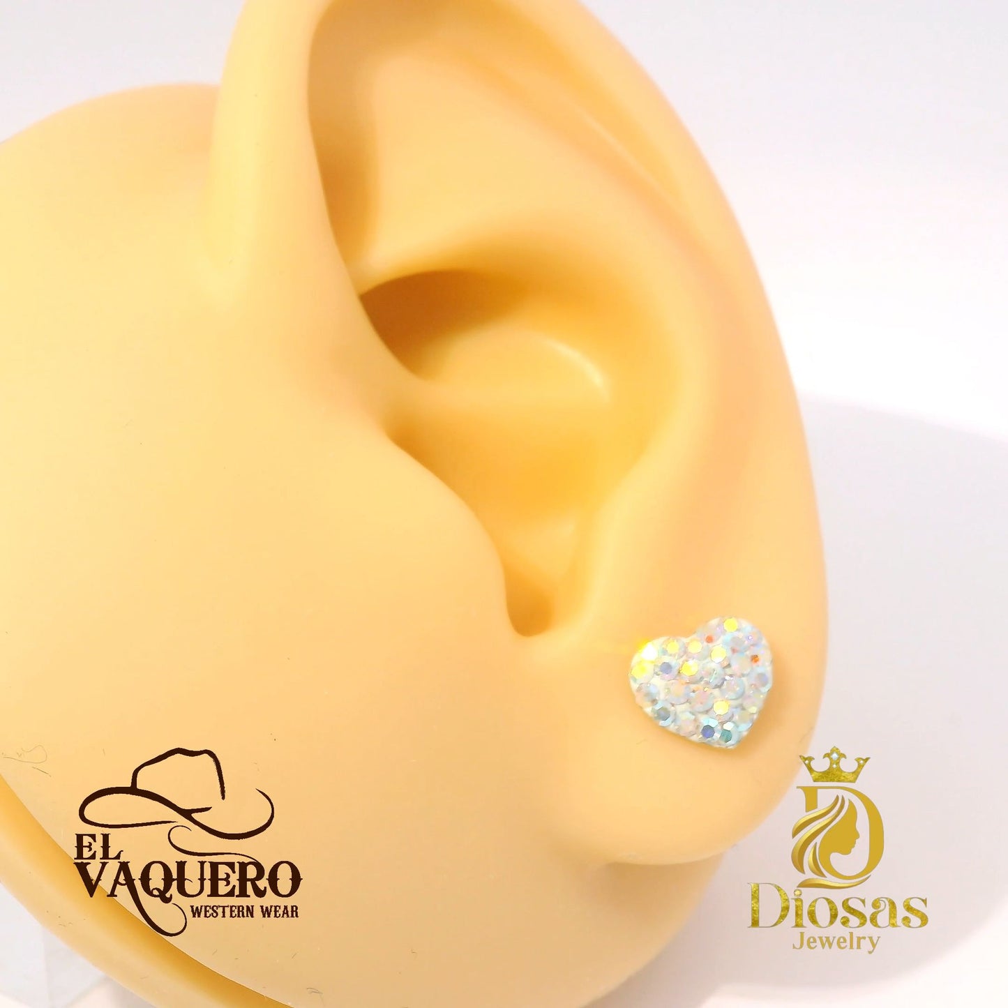 Sparkling White Heart Earrings
