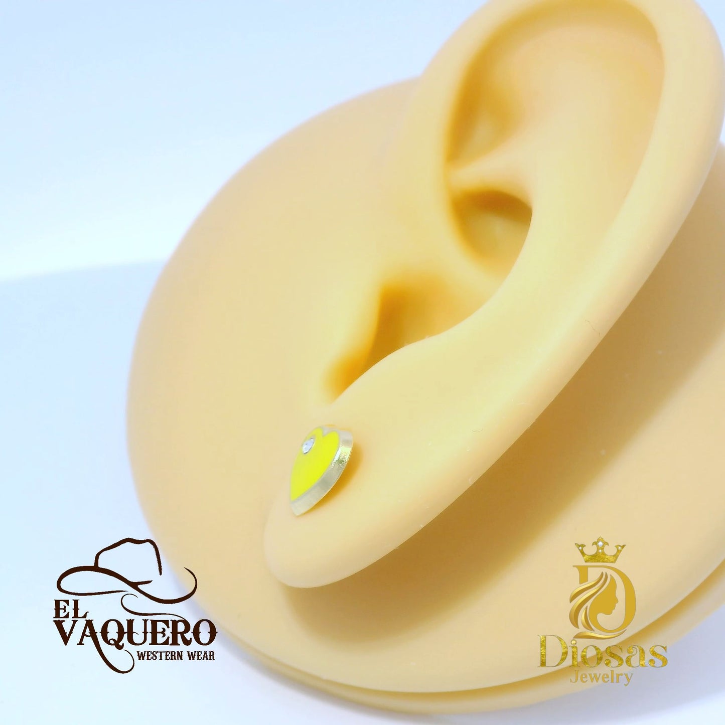 Color Heart Earring with Stone Accent
