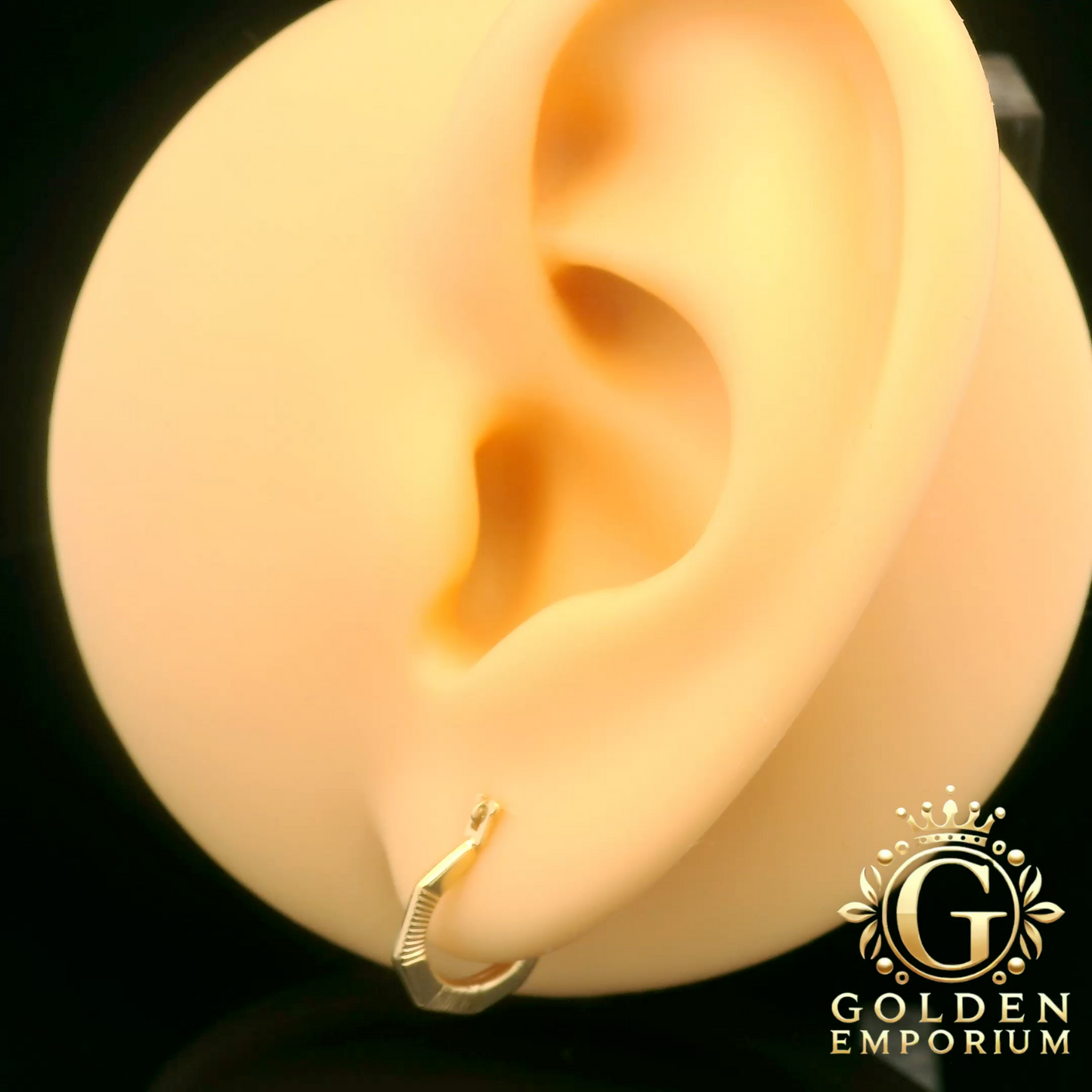 Gold Textured Huggies Hoop Earrings