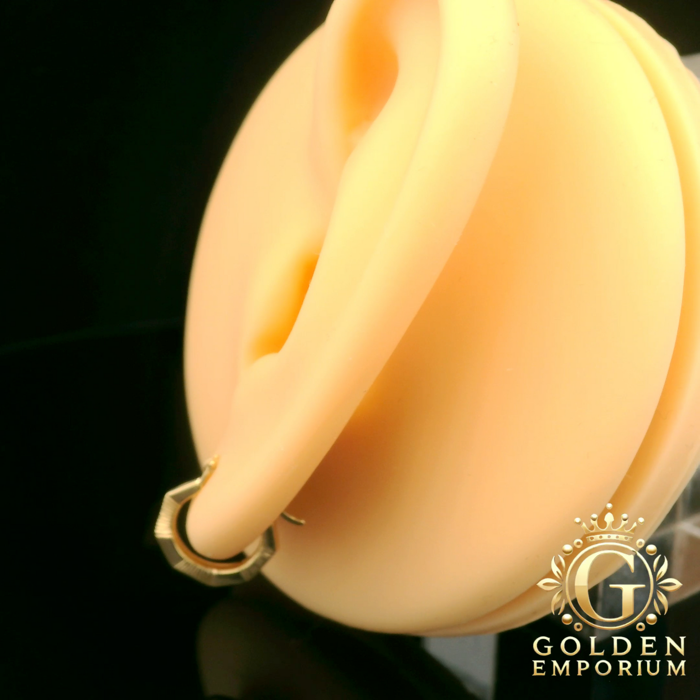Gold Textured Huggies Hoop Earrings