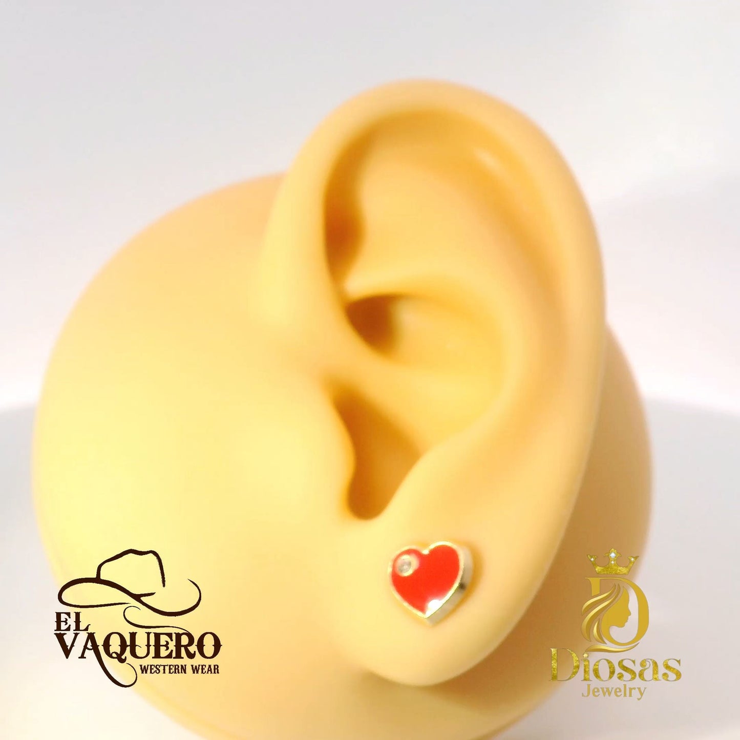 Color Heart Earring with Stone Accent