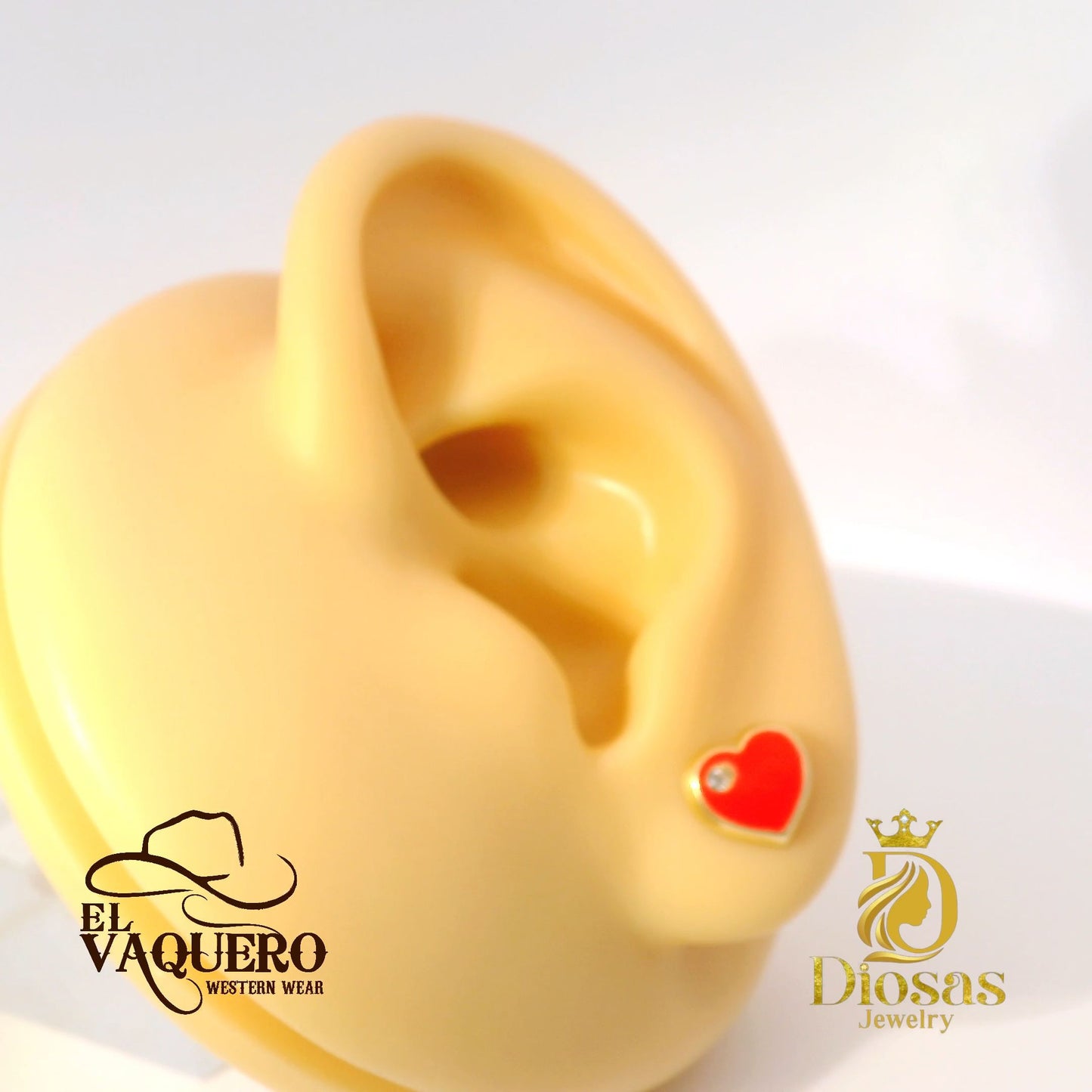Color Heart Earring with Stone Accent