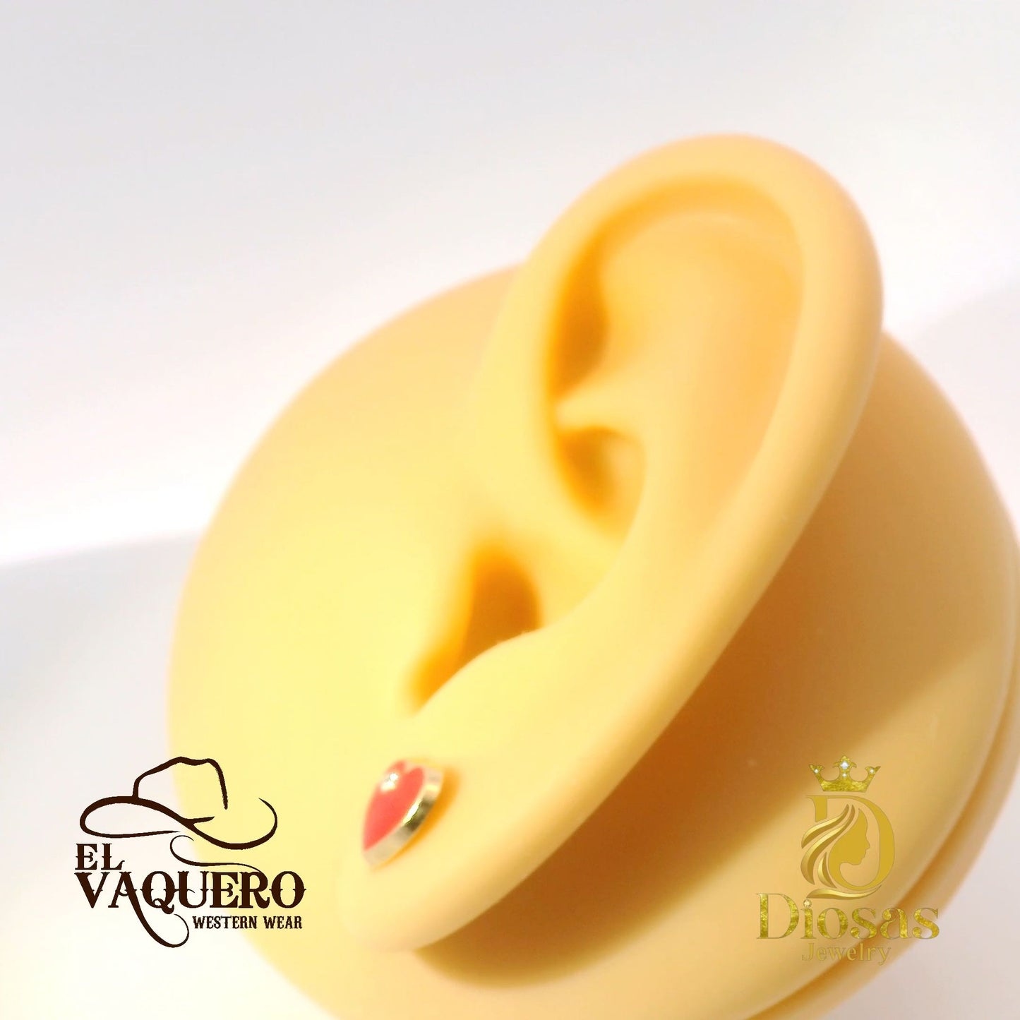 Color Heart Earring with Stone Accent