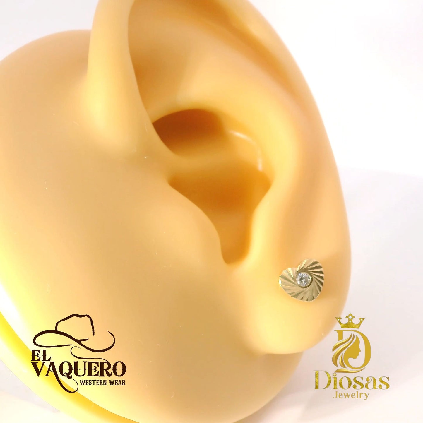 Stunning Gold heart earring with Stone accent