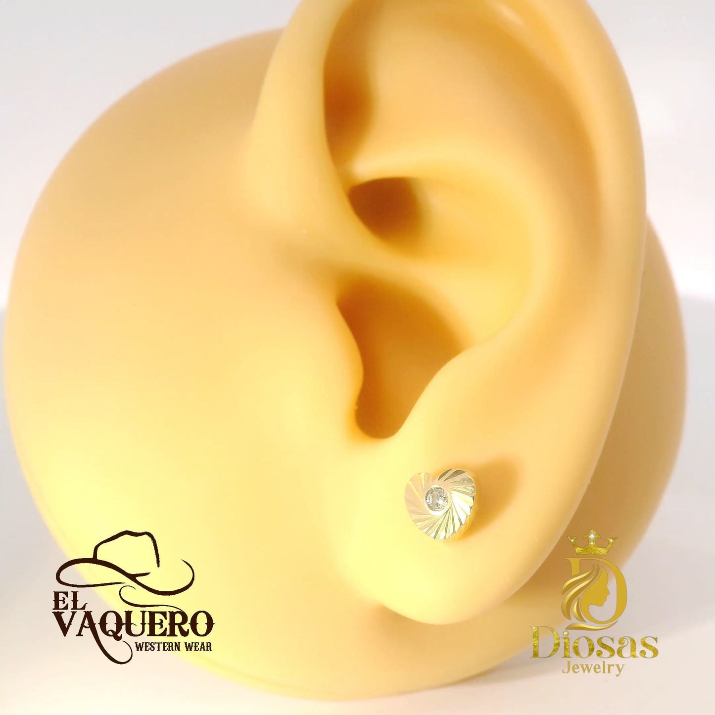 Stunning Gold heart earring with Stone accent