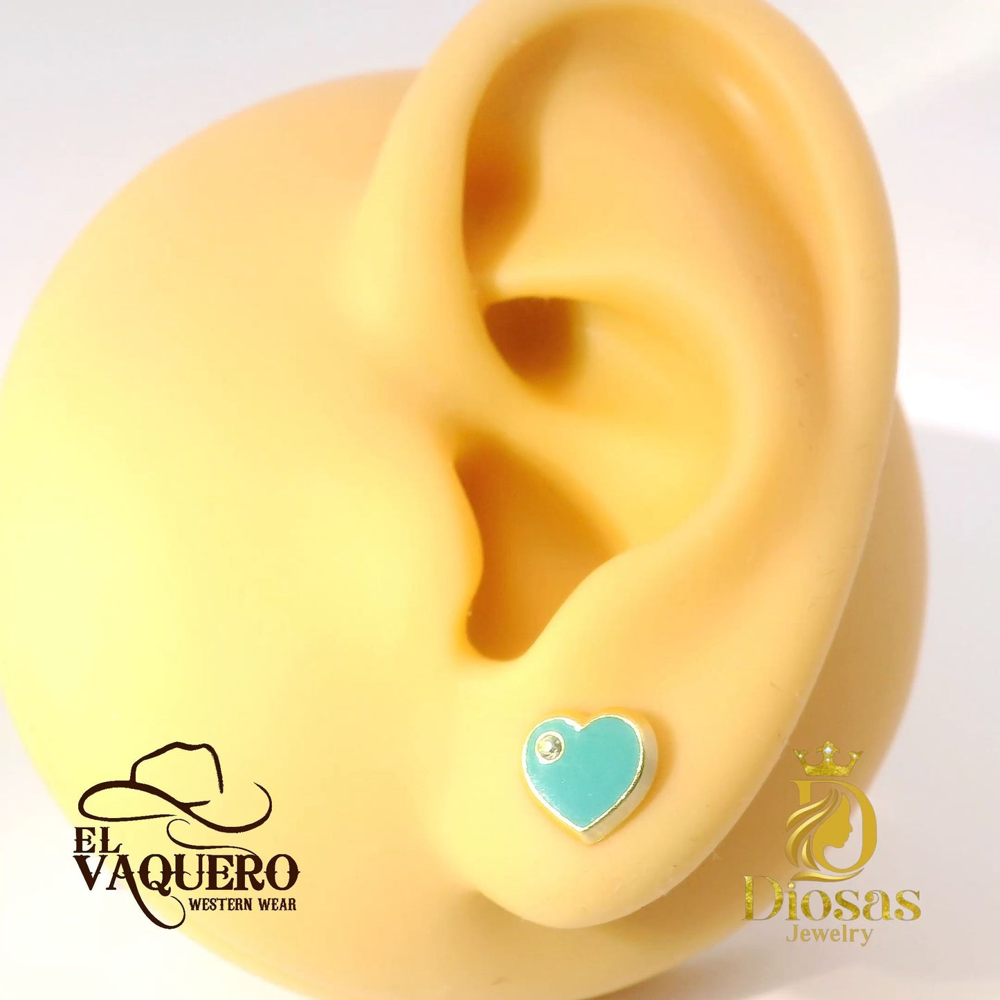 Color Heart Earring with Stone Accent