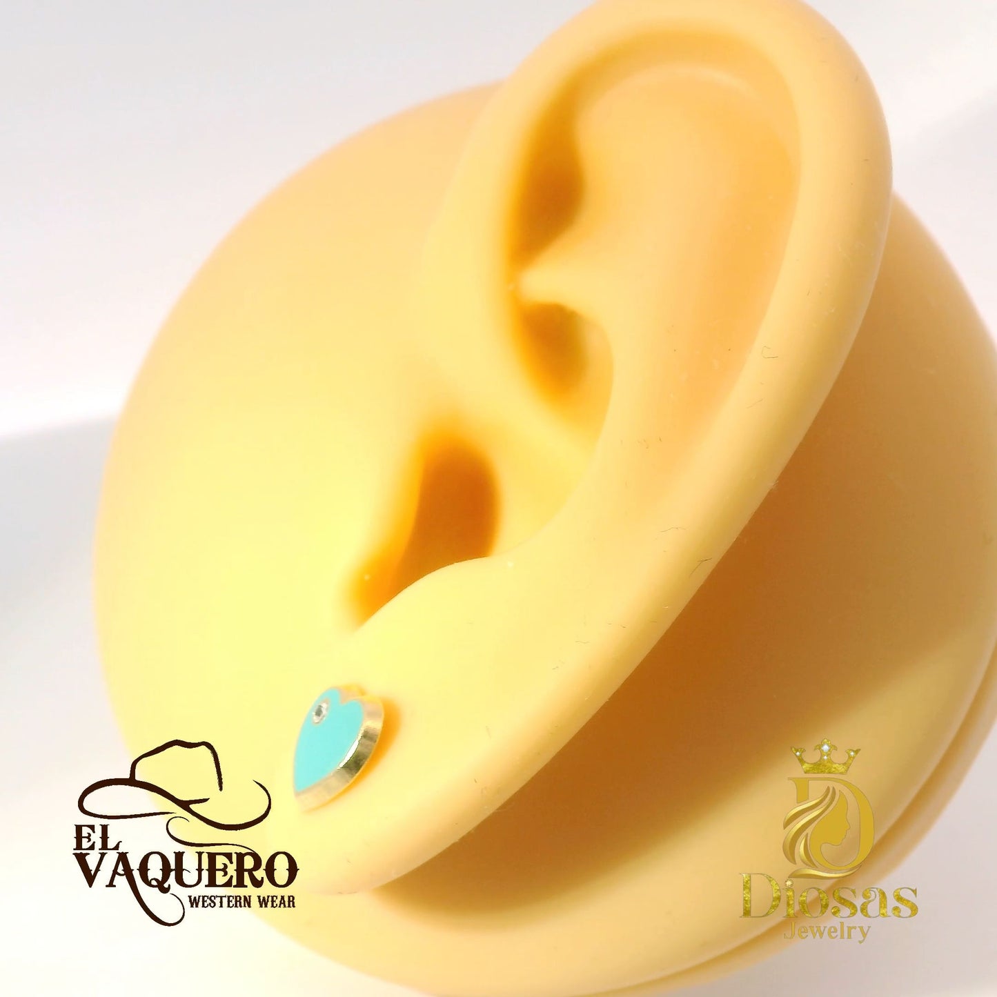 Color Heart Earring with Stone Accent