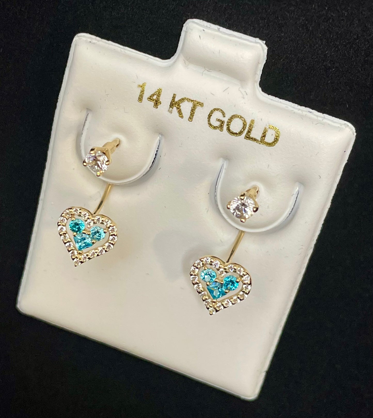14K Gold Heart Telephone Earrings