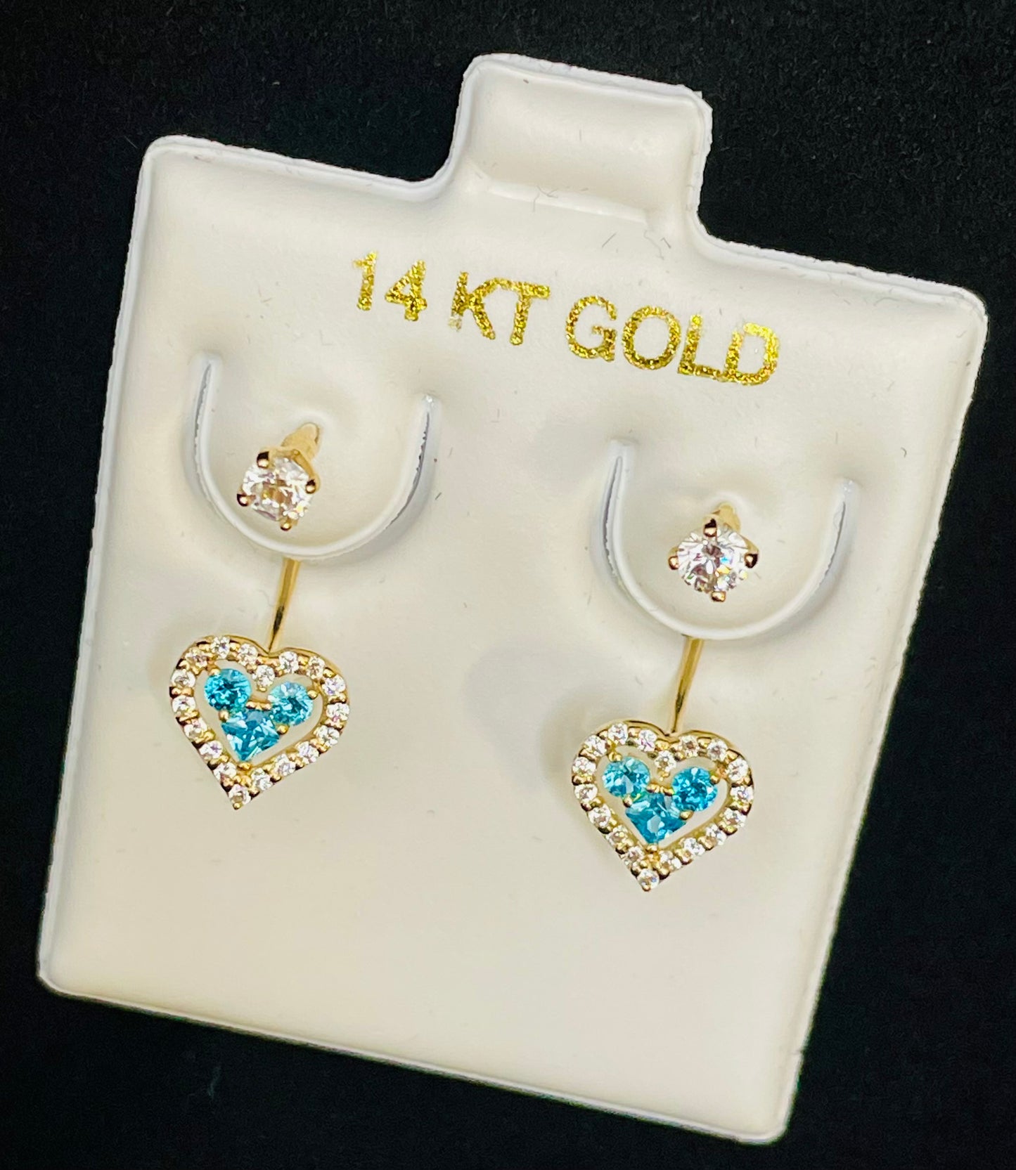 14K Gold Heart Telephone Earrings