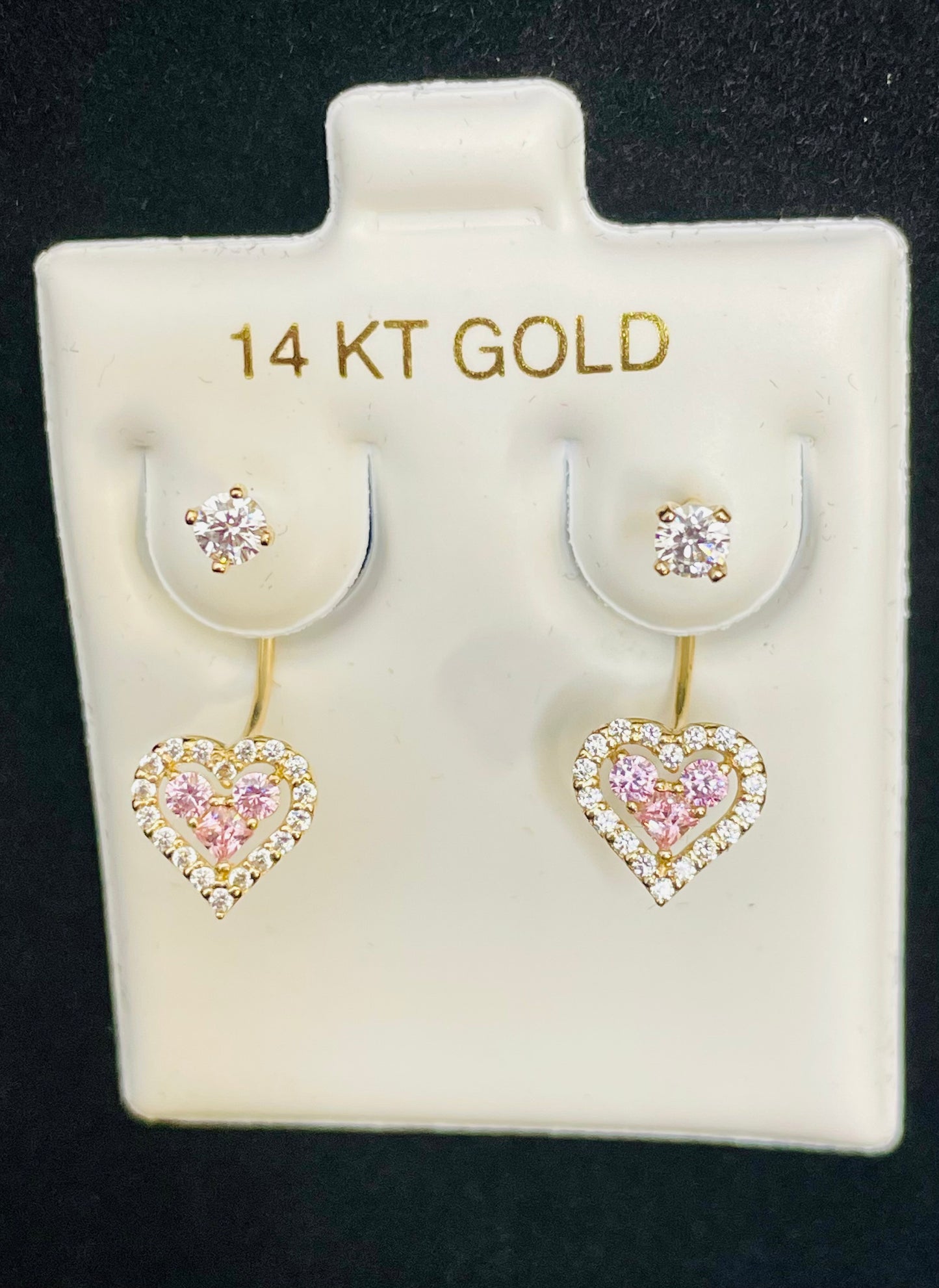 14K Gold Heart Telephone Earrings