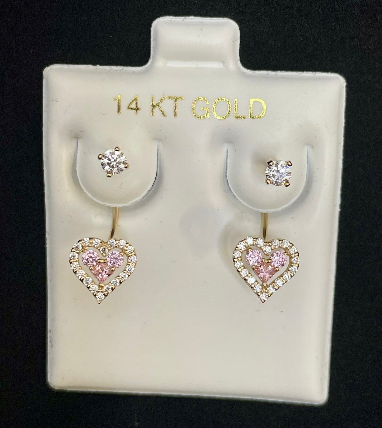 14K Gold Heart Telephone Earrings