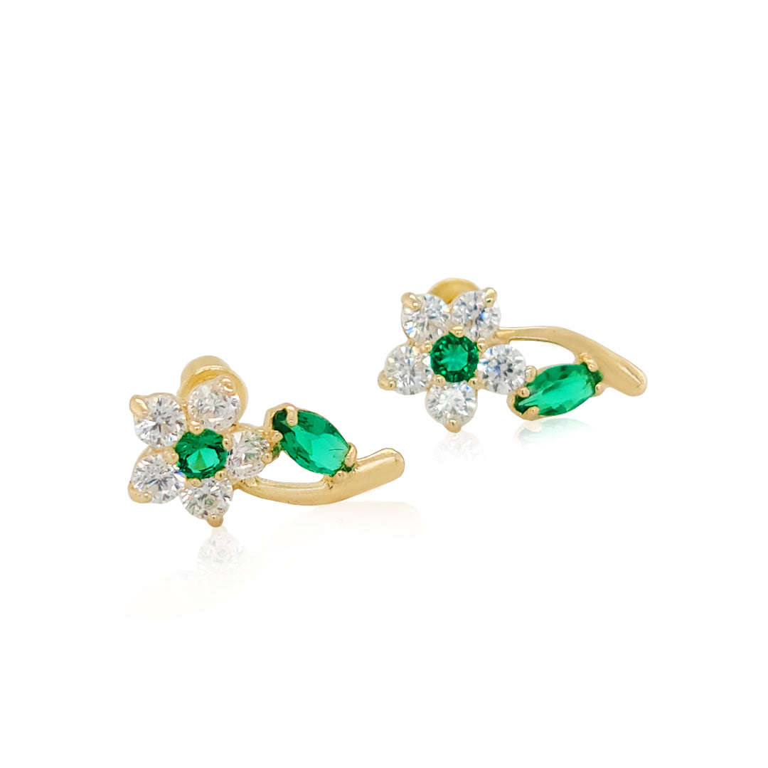 White & Green Flower Earrings