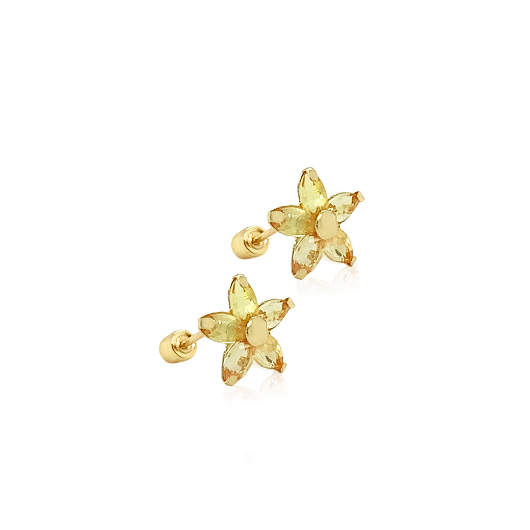 Flower Pointy Colored Stone Petals Earrings Light