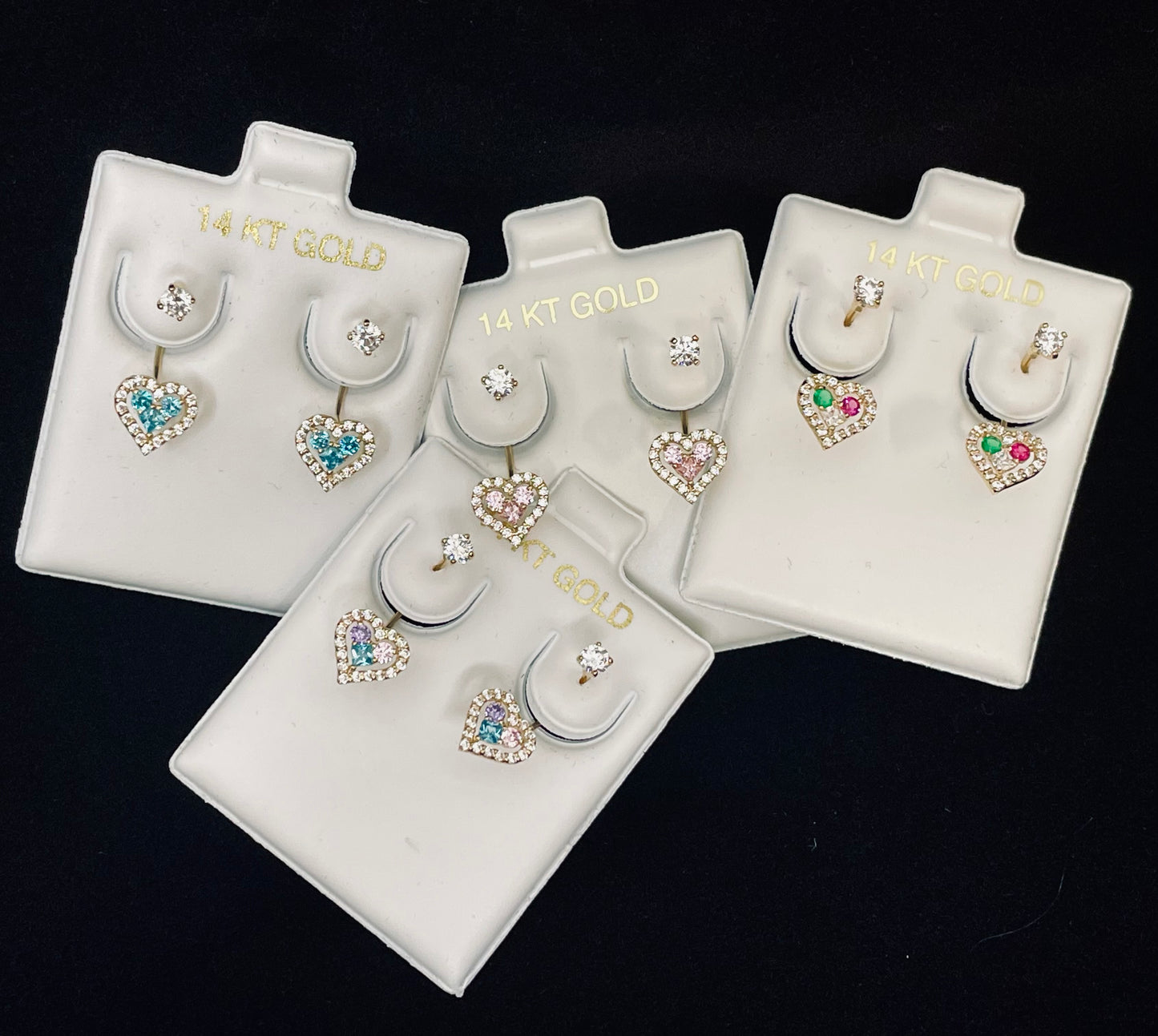 14K Gold Heart Telephone Earrings