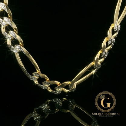 14K Gold Pave Cuban Link Chain
