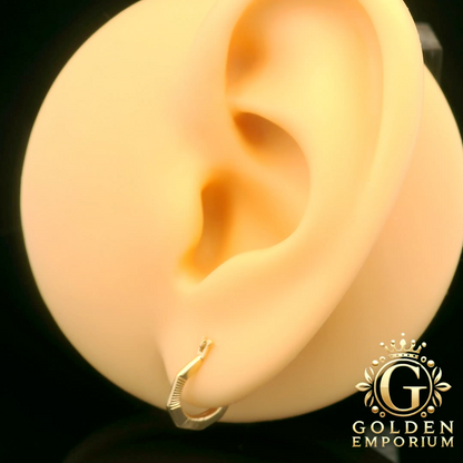 Gold Textured Huggies Hoop Earrings
