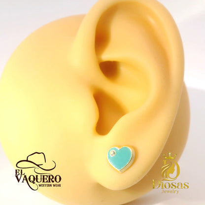 Color Heart Earring with Stone Accent