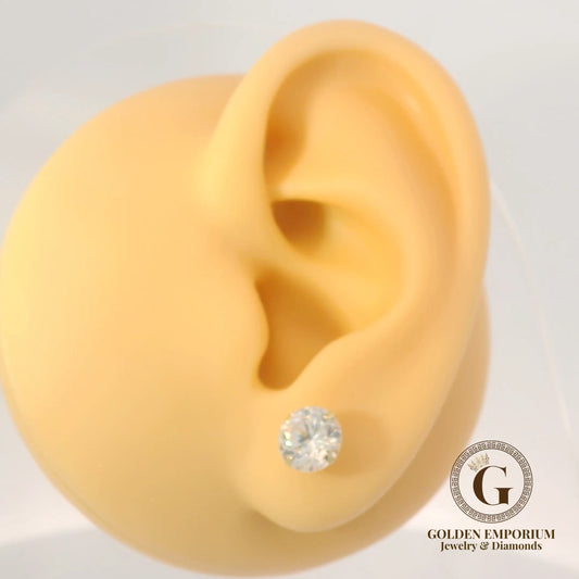 14K Gold Clear Stud Earrings
