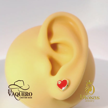 Color Heart Earring with Stone Accent