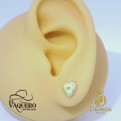 Tri Gold Heart with Stone Accent