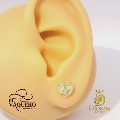 Triple Lined Heart Earrings